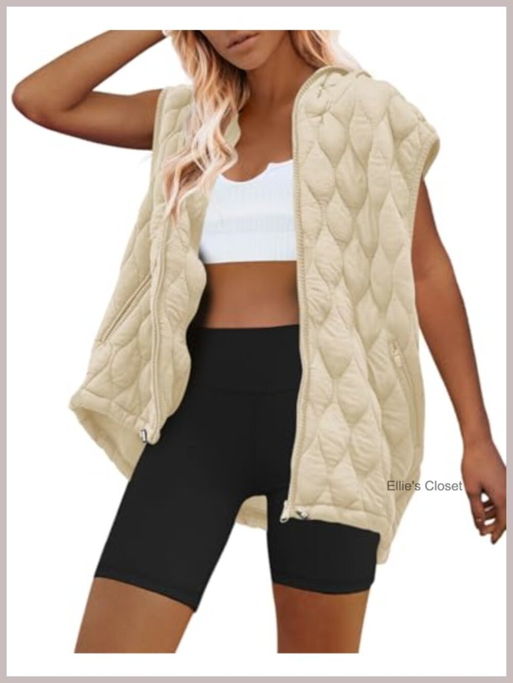 Womens Oversized Quilted Puffer Vest Hooded Zip Up Sleeveless Jacket with